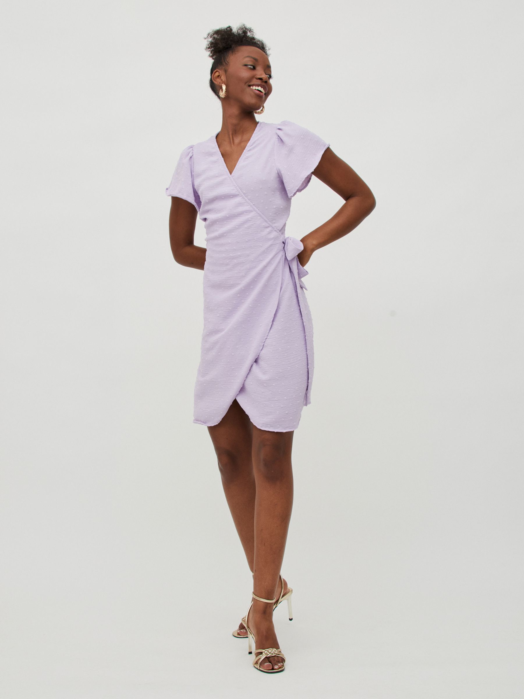 SHORT SLEEVED WRAP DRESS (Purple) | Vila® Official Online Shop
